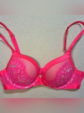 Victoria’s Secret Very Sexy Push-Up Bra 34B Hot Pink Lace Mesh